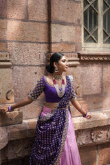 Violet & Pink Embroidery Silk lehenga