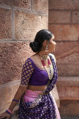 Violet & Pink Embroidery Silk lehenga