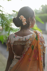 Cream & Orange Georgette lehenga