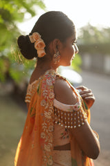 Cream & Orange Georgette lehenga