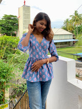 Blue cotton short top