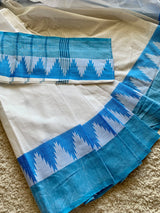 White Chettinad cotton saree