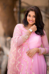 Pink Embroidery Georgette anarkali