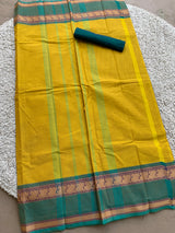 Yellow chettinad cotton saree