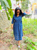 Blue Floral Cotton Dress