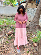 Dusty Pink Dual mull cotton dress (Top)