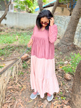 Dusty Pink Dual mull cotton dress (Top)