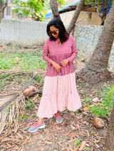 Dusty Pink Dual mull cotton dress (Top)