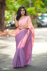 Orange and Purple mul cotton tie & dye saree