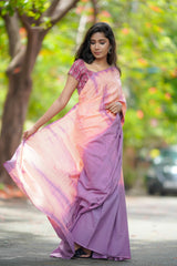 Orange and Purple mul cotton tie & dye saree