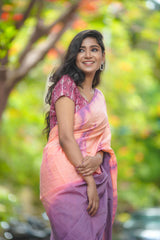 Orange and Purple mul cotton tie & dye saree