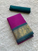 Magenta Chettinad cotton saree