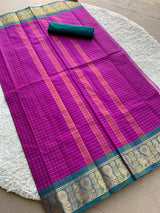 Magenta Chettinad cotton saree