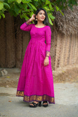 Magenta Cotton Anarkali