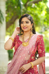 Magenta Self Embroidery Georgette lehenga