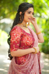 Magenta Self Embroidery Georgette lehenga