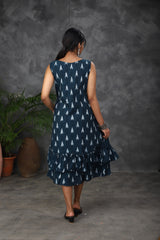 Navy Blue Ikkat cotton dress (Top)