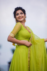Neon Green organza lehenga - YoshnasByEla