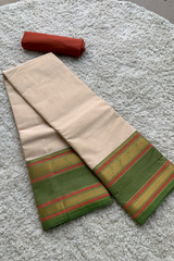 Off white Chettinad cotton saree