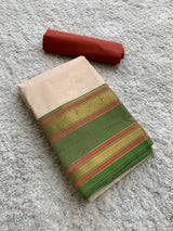 Off white Chettinad cotton saree