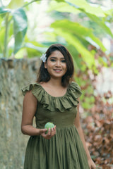 Olive green Mul cotton dress