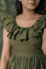 Olive green Mul cotton dress