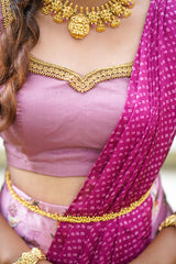 Onion Pink Embroidery Silk lehenga