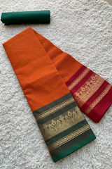 Orange Chettinad cotton saree