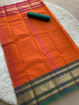 Orange Chettinad cotton saree