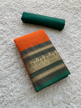 Orange Chettinad cotton saree