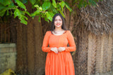 Orange Embroidery Mul cotton dress (Top)