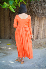Orange Embroidery Mul cotton dress (Top)