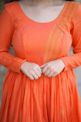 Orange Embroidery Mul cotton dress (Top)