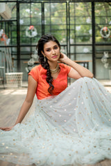 Orange Grey designer anarkali