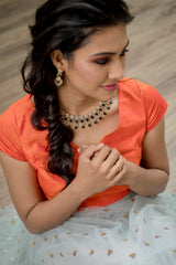 Orange Grey designer anarkali