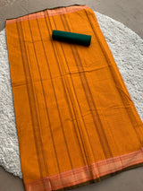 Orange chettinad cotton saree