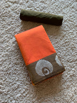 Orange chettinad cotton saree