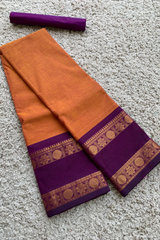 Orange chettinad cotton saree