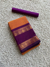Orange chettinad cotton saree