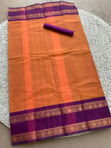 Orange chettinad cotton saree