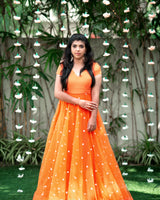 Orange designer anarkali