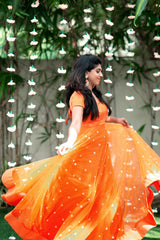 Orange designer anarkali