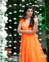 Orange designer anarkali