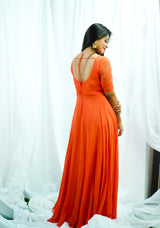 Orange georgette hand embroidered Anarkali