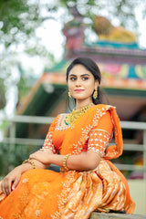Orange silk lehenga