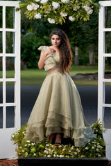 Pastel green haute couture