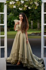 Pastel green haute couture