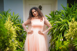 Peach Pearl Net Anarkali salwar