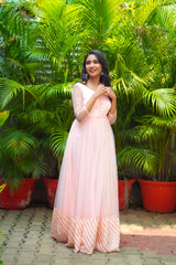 Peach border anarkali