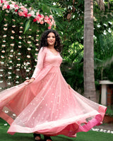 Peach designer anarkali